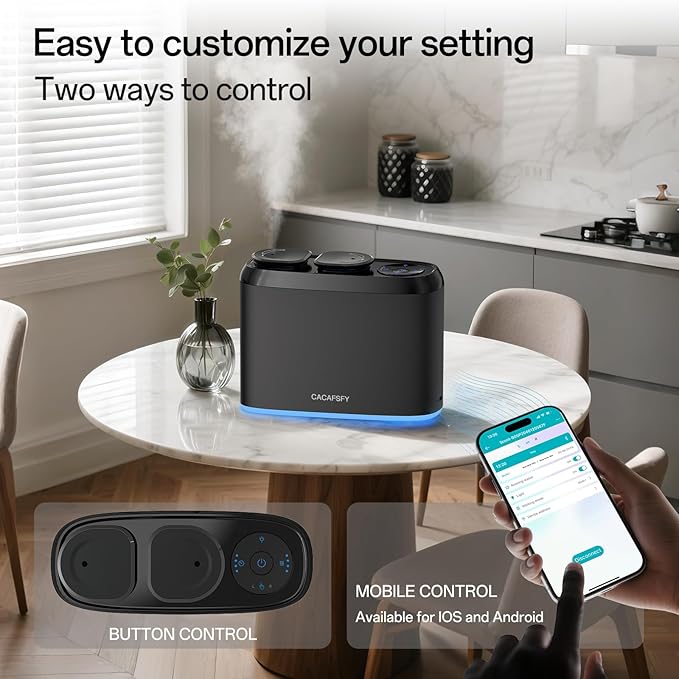 Waterless Scent Diffuser,Two 50ml Hotel Scent Oils Included-Whole House Air Freshener-Scent Diffusers for Home,Office,Essential Oil Diffuser Large Room,Smart, Cold-Air Tech,App Control