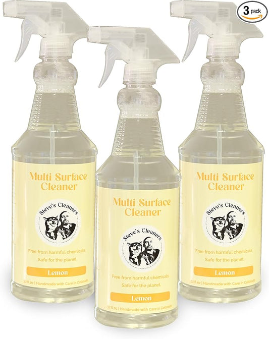 Steve's Cleaners Plant-Based Multi-Surface Cleaner – Streak & Residue-Free All-Purpose Cleaning Spray – Non-Toxic, Ammonia-Free, Safe for Kitchen, Bathroom, Counters & More – 32 oz (Pack of 3)