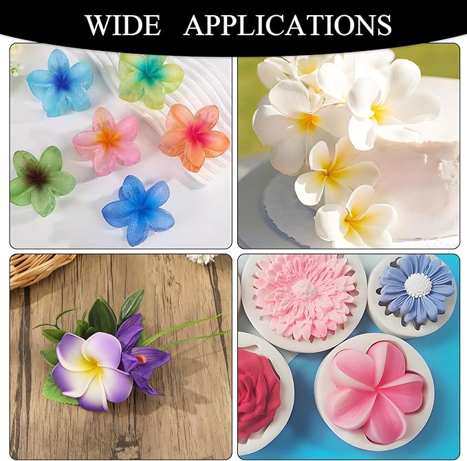 Frangipani Flowers Silicone Mold Chocolate, Plumeria Mousse Molds for Baking 2 Packs 12-Cavity 8.6" x 5.5" x 0.94" for Frangipani Cheesecakes Candy Desserts