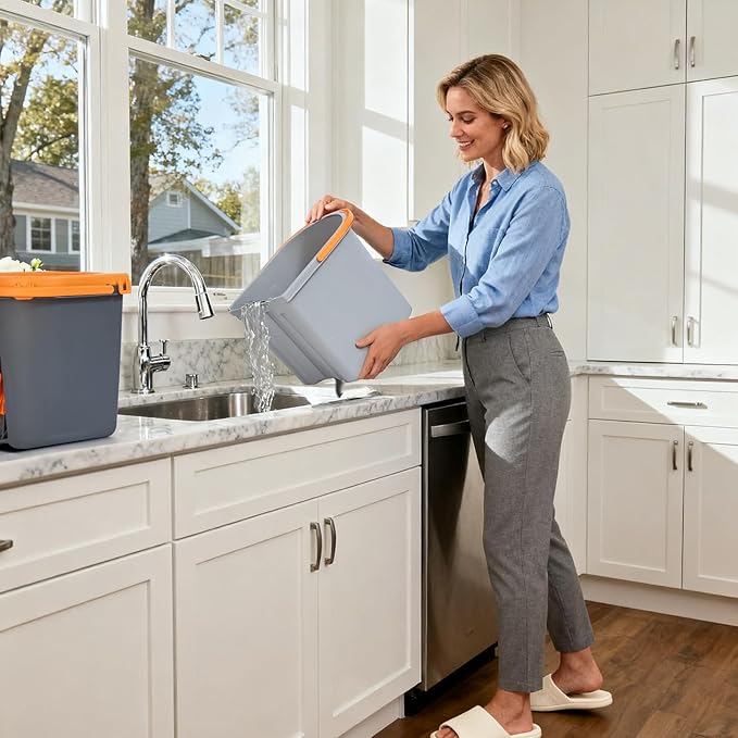 Spin Mop and Bucket Set,Detachable Double Buckets Separate Dirty Water with Stainless Steel Wringer for Floor Cleaning,Cleaning Buckets with 4 Mop Head Replacements for Household Use