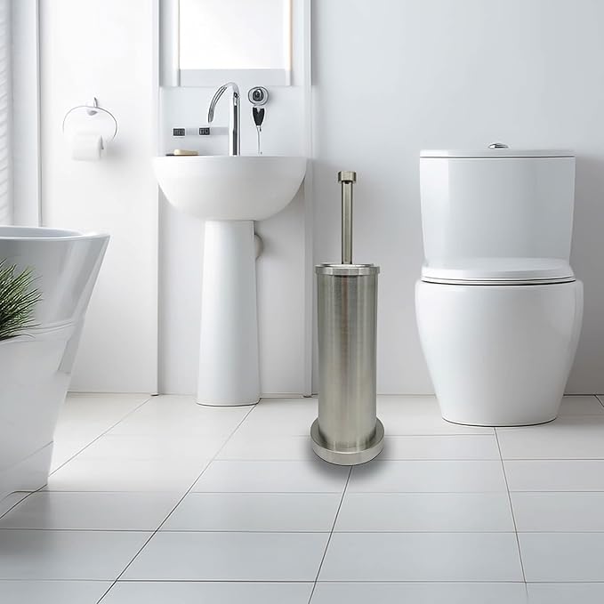 Brushed Nickel Toilet Bowl Brush with Holder, Durable Bathroom Cleaning Tool, Modern Design for Easy Toilet Maintenance, Bathroom Cleaner Brush for Efficient Cleaning and Hygiene