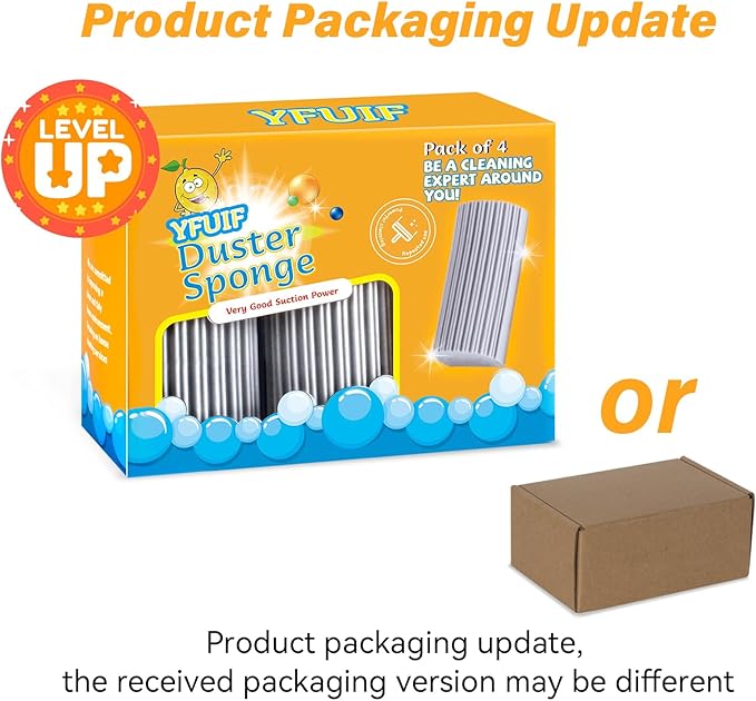 4 Pack Damp Clean Duster Sponge, Magic Sponge Eraser for Household Cleaning, Reusable Dusters Cleaning Supplies for Housekeeping, Dish, Blinds, Glass, Baseboards,Window Track Grooves and Faucets