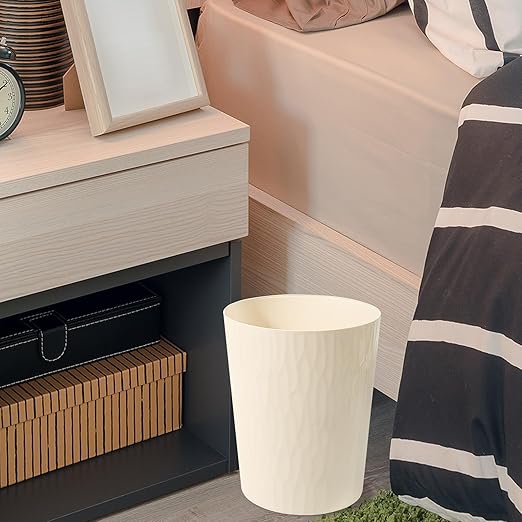 UUJOLY Small Trash Can Wastebasket Garbage Can Container Bins for Bathrooms,Bedroom Room, Kitchens, Offices, Kids Rooms, Dorms, 3 Pack, Beige