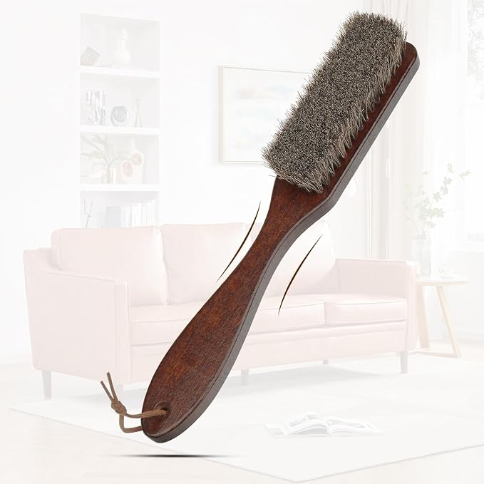 100% Horsehair Upholstery Brush for Cloth Lint Removal with Wood Handle Natural Horsehair Bristles Felt Brushes Horse Cleaning for Felt Cowboy Hat/Shoes/Cloth/Furniture Suit/Hat/Couch/Furniture/Bed