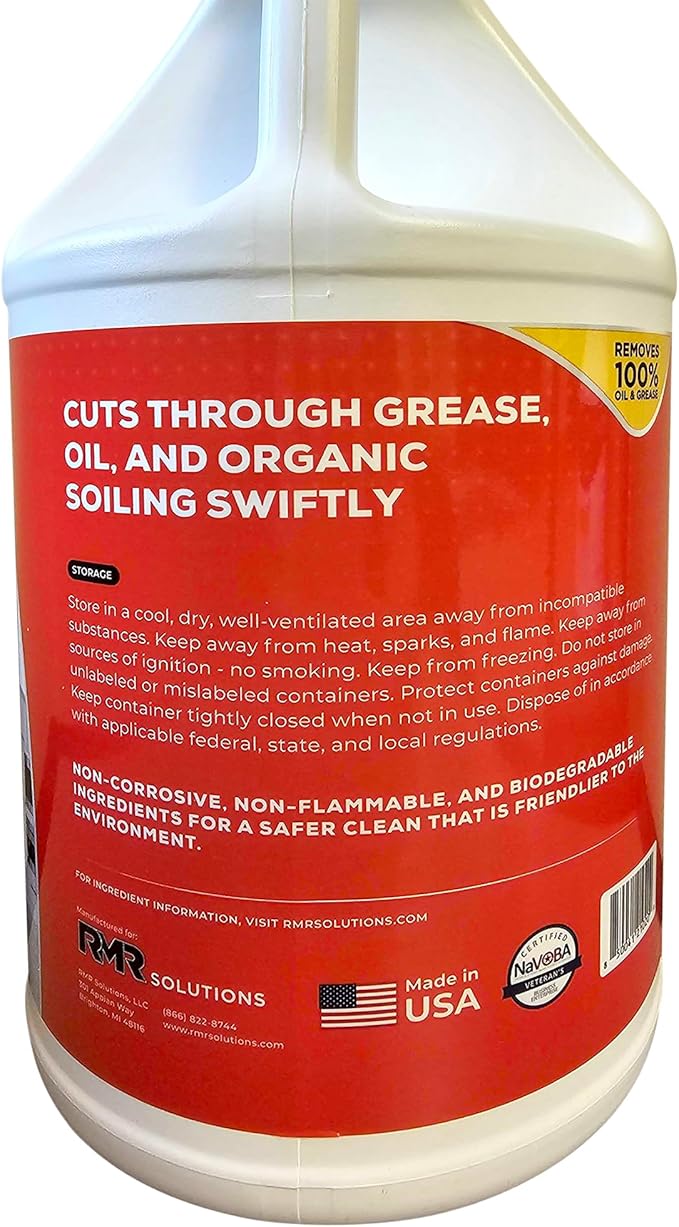 RMR Degreaser and Cleaner - Ready to Use Indoor/Outdoor Formula Works on Contact, For Heavy-Duty Cooking Surfaces, Indoor, Outdoor, Automotive, and Equipment Cleaning, 1 Gallon