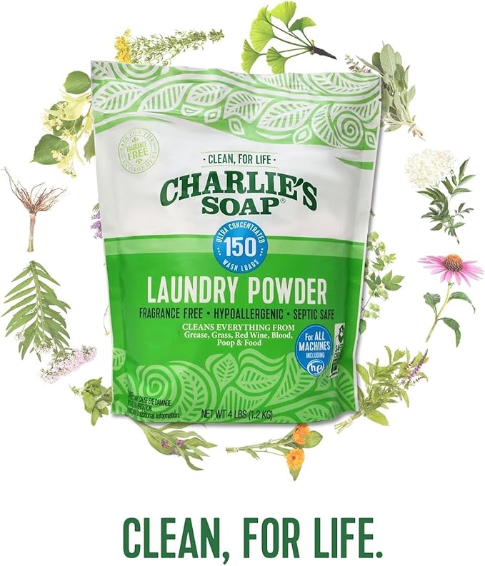 Charlie’s Soap Laundry Powder New (150 Loads, 1 Pack) Fragrance Free Hypoallergenic Plant Based Deep Cleaning Laundry Powder – Biodegradable Eco Friendly Sustainable Laundry Detergent