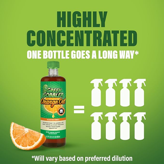 Green Gobbler, Cold Pressed Orange Oil Concentrate - 22.5 oz (D-Limonene) Multi-Purpose Home and Outdoor Cleaner (2 PACK)