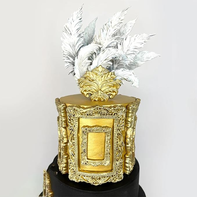 Baroque Photo Frame Fondant Silicone Molds, 3D Picture Mirror Frame Cake Decoration Molds for Chocolate Candy Sugar Craft Gum Paste Cookies Resin Clay Set of 2