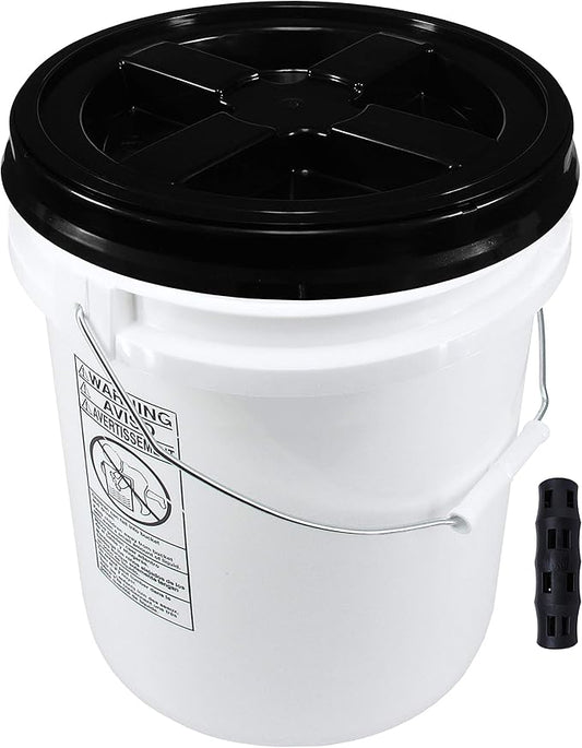 100 mil Extra Heavy Duty 20 Liter (5.28 Gallon) Bucket with Gamma Seal Lid (Black)