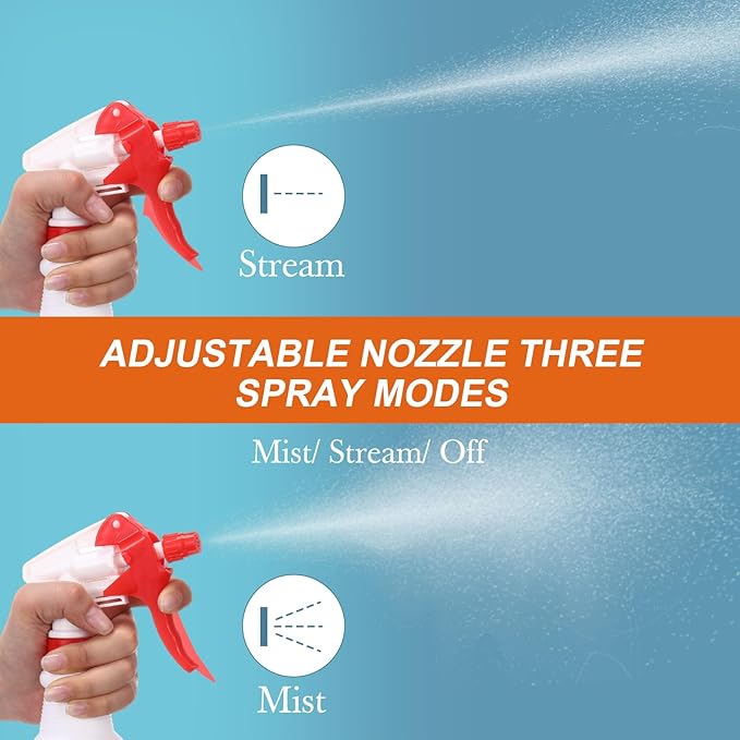 10 Pack Spray Bottles 16 Oz Empty Water Spray Bottles for Cleaning Heavy Duty Refillable Squirt ‌container with Measurements Adjustable Nozzle for Household Commercial Industrial(Red)