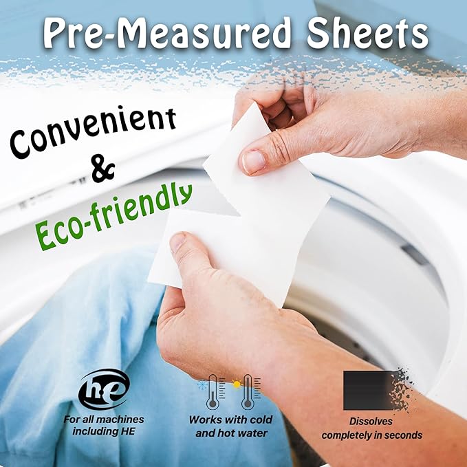 EDEW'S DEW Laundry Detergent Sheets | BIODEGRADABLE | 40 Sheets- Up to 80 Loads | PLANT-BASED | Concentrated Liquidless Laundry Soap | NO PLASTIC JUGS (Fragrance-Free, 1 pack)
