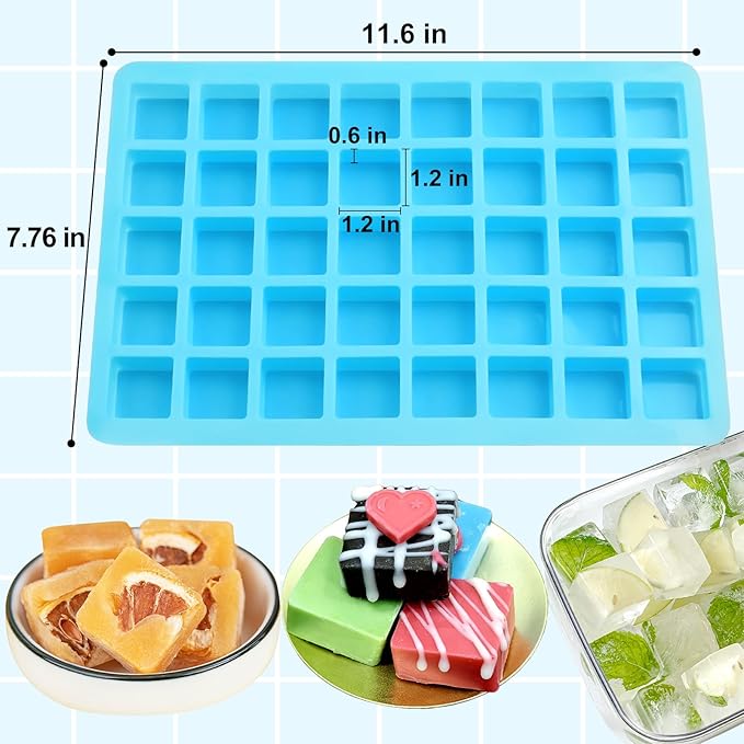 2 Pack Square Chocolate Mold, 40 Cavity Small Silicone Candy Molds, Non Stick Silicone Molds for Candy, Gummy, Hard Candy, Jelly, Ice Cubes, Chocolate, Ganache, Bite Size Pudding