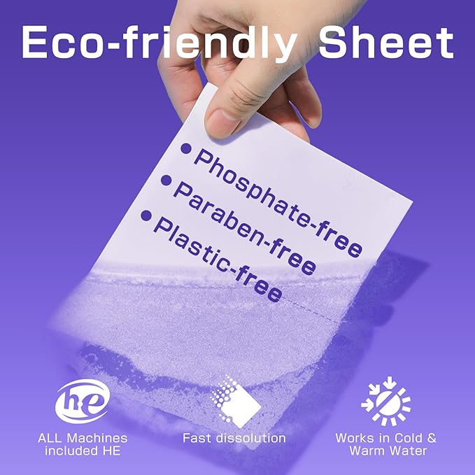Soulink Lavender Laundry Detergent Sheets, 240 Loads - Eco-Friendly, Plant-Based, Hypoallergenic, No Plastic Jug
