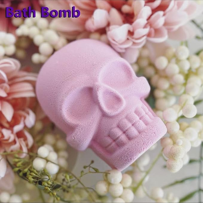 Moukiween 3D Large Skull Soap Silicone Molds Set of 2 Halloween DIY Resin Craft Silicone Mold Chocolate Bomb Ice Cubes Cake Baking Molds