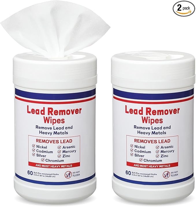 Nuanchu 2 Pack Lead Remover Wipes for Shooting 60 Count Per Canister Hand & Surface Cleaning Wipes Effectively Removes Lead, Dust, Oil & Grime Disposable Wipe for Mechanics Construction Diy (Classic)