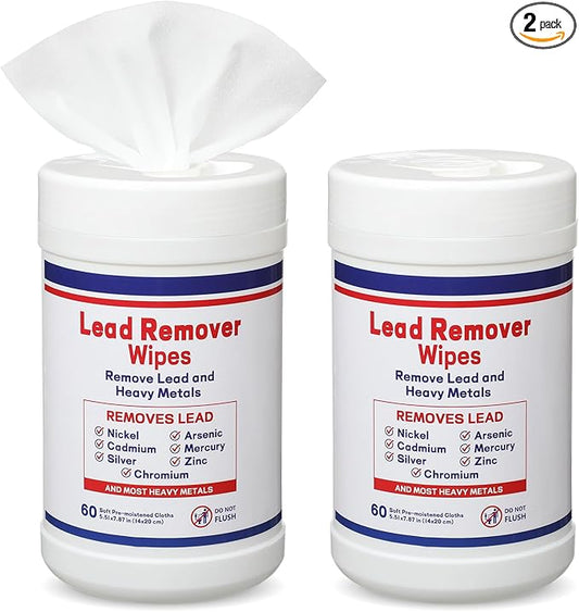 Nuanchu 2 Pack Lead Remover Wipes for Shooting 60 Count Per Canister Hand & Surface Cleaning Wipes Effectively Removes Lead, Dust, Oil & Grime Disposable Wipe for Mechanics Construction Diy (Classic)