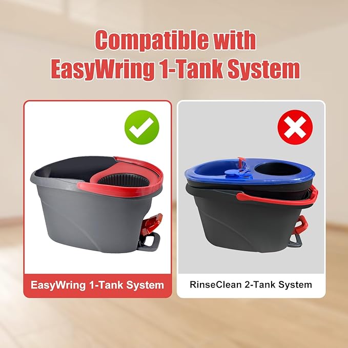 Spin Mop Heads Replacements for O Ceda EasyWring 1-Tank System, 4-Section Stainless Steel Mop Handle, 2 Microfiber Mop Head Refills, 1 Base and 1 Scrub Brush Combo Set for Floor Cleaning