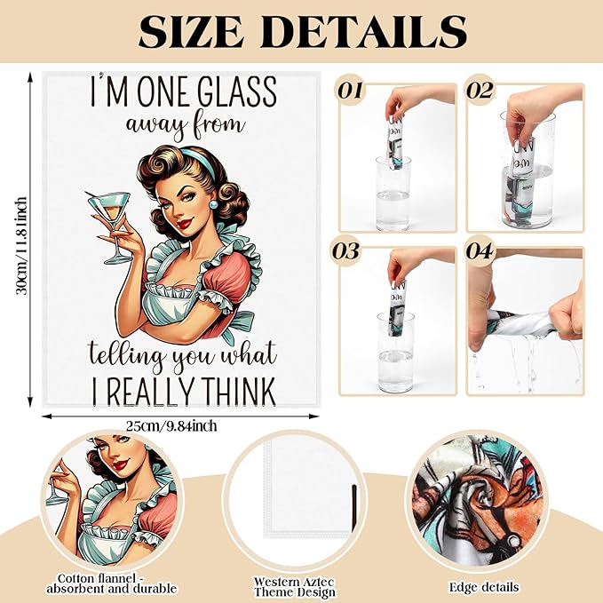 36 Pack Reusable Cleaning Cloths Washable Cotton Kitchen Towels for Home(Funny Style,Retro)