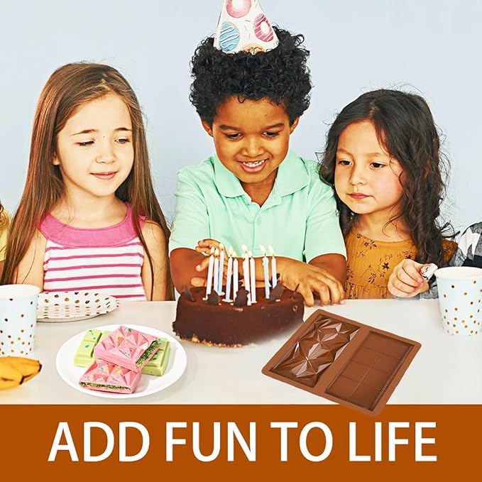 2 Pcs Dubai Chocolate Molds Silicone, 1 Inch Deep Chocolate Mold for Pistachio Chocolate Bar, Candy Bar Snack Baking Mold - 2 Different Shapes