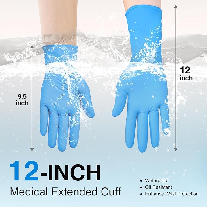 Schneider Nitrile Exam Gloves, Extended 12 Inches Cuff, Small, 4 mil, 1000-ct Box, Gloves Disposable Latex Free, Powder Free for Medical, Food Prep, Cleaning, Cooking, Blue