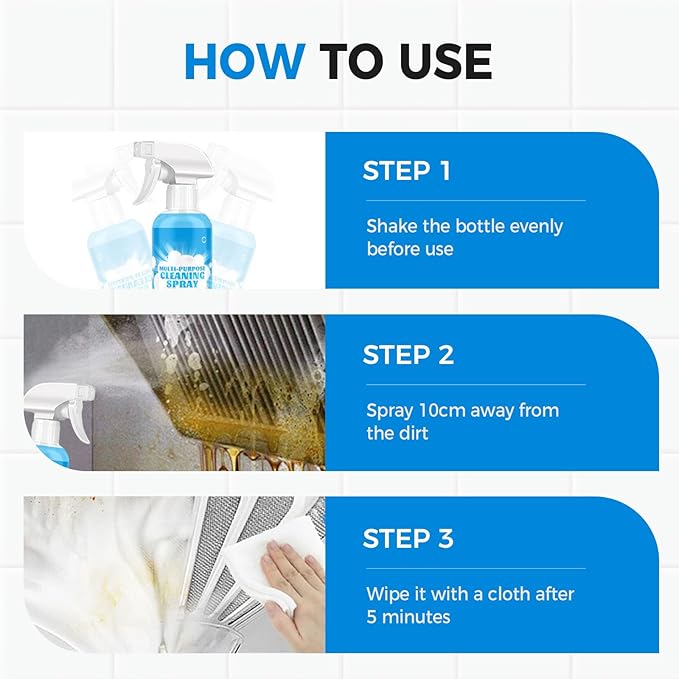 Multifunctional Powerful Spray Kitchen Foam Cleaner, 2025 New Multi-Purpose Cleaning Spray, Easy-To-Use Grease Remover For Kitchen, Fast-Acting Tile Cleaner For Families (2)