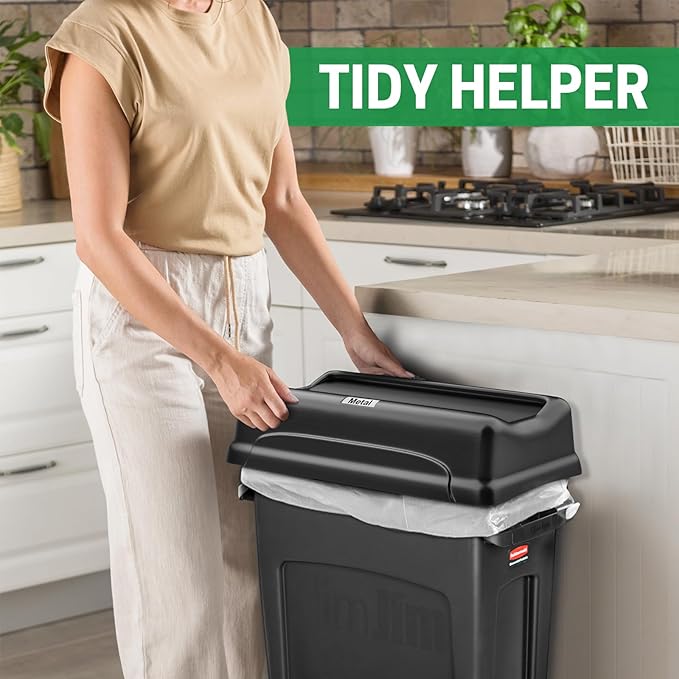 Swing Lid for Trash Can, Compatible with 16/23 Gallon Slim Jim Trash can with lid, Heavy Duty Plastic for Kitchen, Living Room, Outdoor Use, Pack of 1