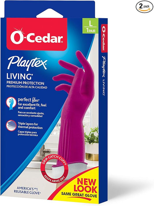 Playtex Living Reuseable Rubber Cleaning Gloves (Large, 72 Pairs), Premium Protection Reusable Household Gloves