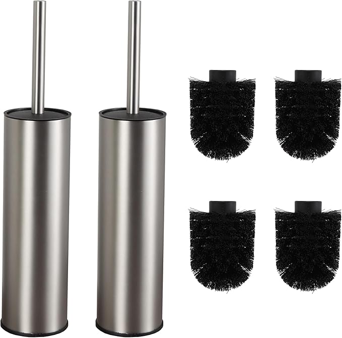 Toilet Brush and Holder,Stainless Steel Toilet Brushes for Bathroom with Holder 2pack Brushed Nickel