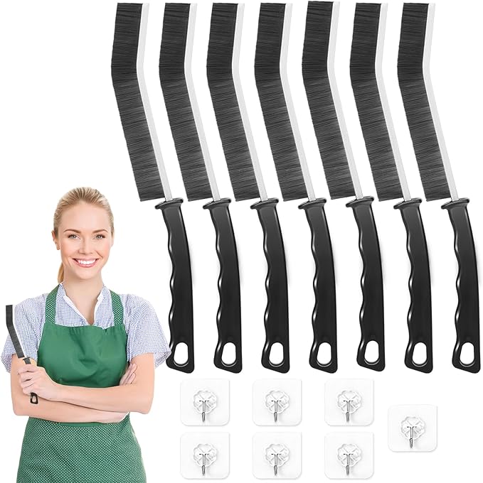 Crevice Cleaning Brush,Multifunctional Cleaning Brush Tool,Bathroom Gap Brush,Grout Brush,Hard Bristle Cleaning Brushes for Household Use Tiles Kitchen Sink Cleaning Supplies with Extra Gift Hooks