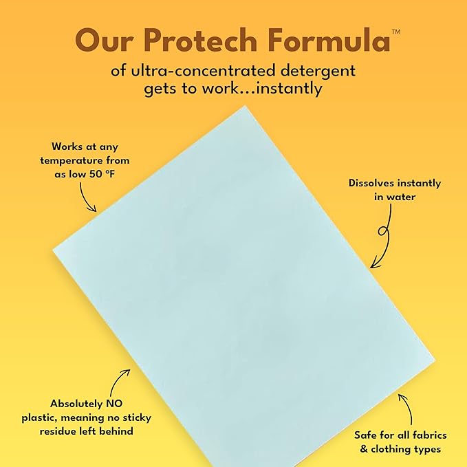 Zero Trace All Natural Laundry Detergent Sheets Eco Friendly - Laundry Soap - Active Wear Travel Laundry Detergent (72 Loads 36 Sheets)