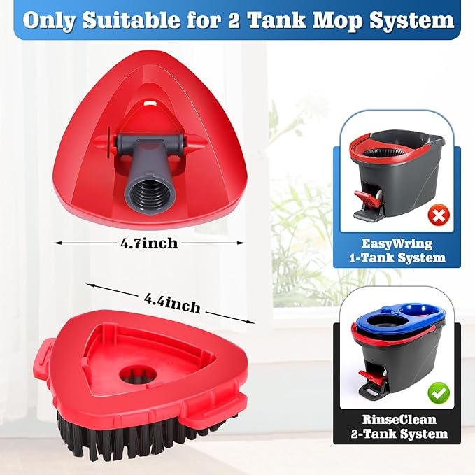 4 Pack Spin Mop Replacements Heads Compatible for Oceda RinseClean 2-Tank System,Microfiber Spin Mop Refills Head,1 Gray Mop Scrub Brush + 1 Mop Base + 4 Pack Easy Cleaning Mop Head Replacement