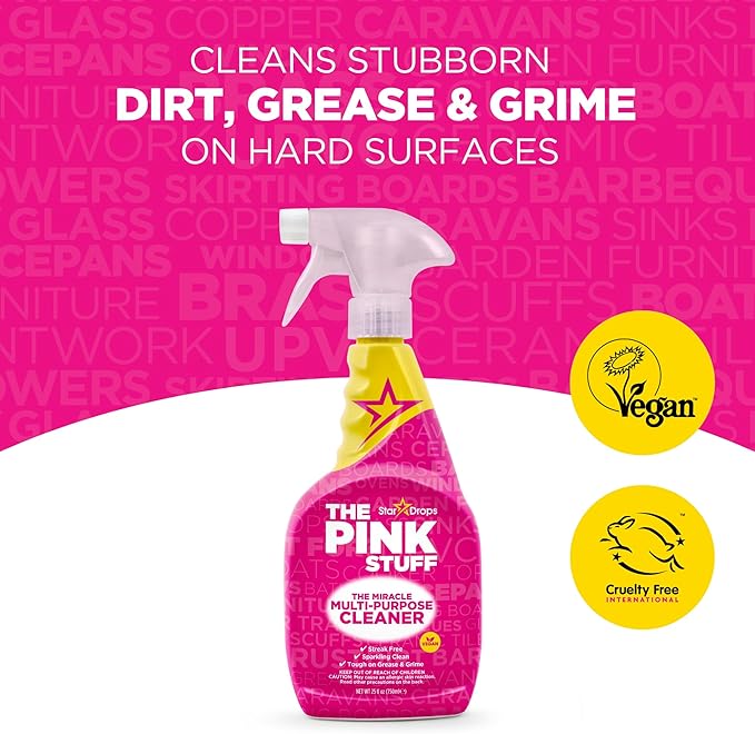 Stardrops - The Pink Stuff - Miracle Cleaning Ultimate Bundle – Paste, Multi-Purpose Spray, Bathroom Foam Spray, and Cream Cleaner – Ideal for Kitchens, Bathrooms, Outdoors, and More
