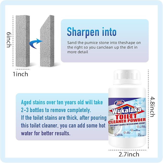 Pumice Stone for Toilet Cleaning Bowl Stick, Toilet Bowl Cleaners Brush, Powerfully Cleans Hard Water Rings, Calcium Buildup and Stains, Suitable for Cleaning Toilets, Bathroom