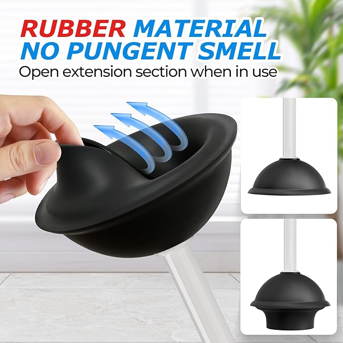 2Pack 2 in 1 Toilet Plunger and Brush Set,Extended Handle Plunger,Toilet Bowl Brush Plunger Set,Bathroom Cleaning Tools,Cleaning Brush,Toilet Brush Plunger Combo,Cream Grey（21inch）