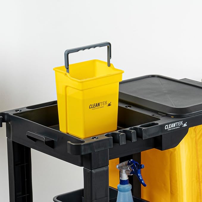 Restaurantware-Clean Tek Professional 4 Quart Cleaning Bucket, 1 Utility Pail with Handle - Heavy-Duty, Portable, Yellow Plastic Washing Pail, Perfect for Household, Outdoor, Car Wash and More