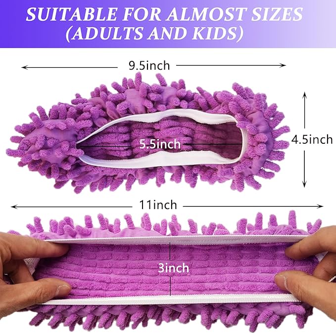 2 Pairs (4 Pieces) Mop Slippers, Multi-Function Reusable Microfiber Dust Mops, Floor Cleaning Shoes for Bathroom, Office, Kitchen, House Polishing