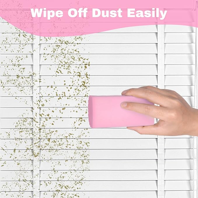 4pcs Damp Dusting Sponge Pink, Household Clean Sponges Duster for Cleaning Baseboards Blinds, Vents, Window Trunk, Scrub Magic Sponge Eraser Reusable Wet Sponges Cleaning Supplies Tool