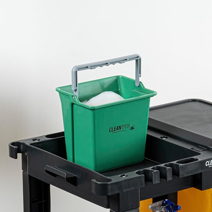 Restaurantware-Clean Tek Professional 6 Quart Cleaning Bucket, 1 Utility Pail with Handle - Heavy-Duty, Portable, Green Plastic Washing Pail, Perfect for Household, Outdoor, Car Wash and More