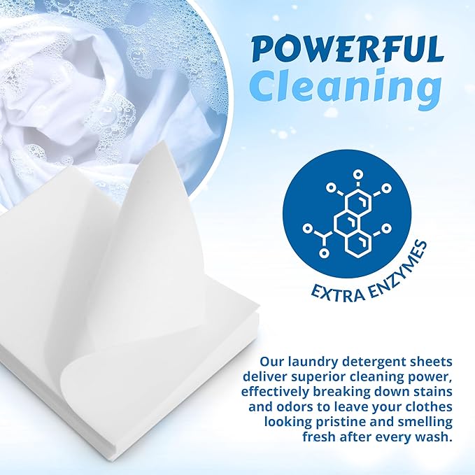 Premium Laundry Detergent Sheets Unscented - 100 Load Eco-Friendly Laundry Strips - Hypoallergenic, Zero-Waste, Plastic-Free - Ideal for Apartments, Dorms, Travel 50ct.