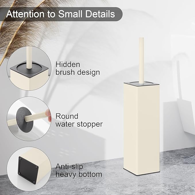 BVL Toilet Brush and Holder Set White Freestanding for Bathroom