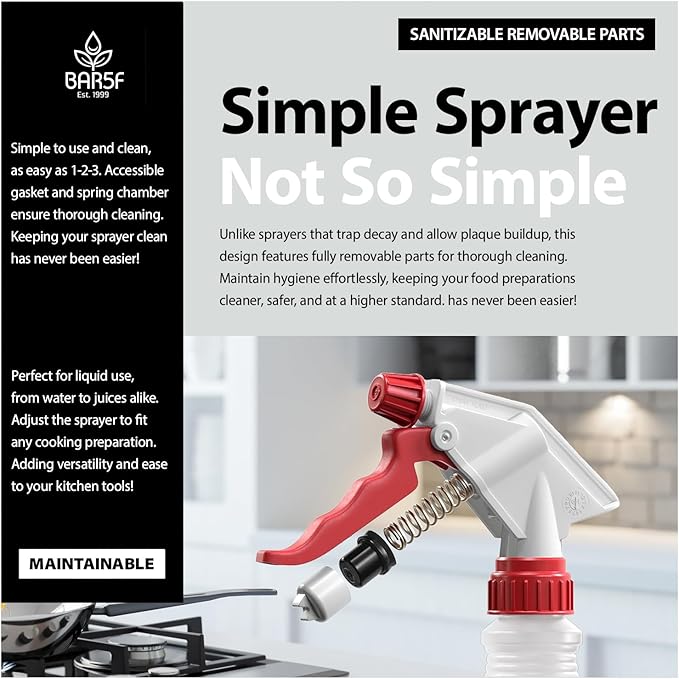 Bar5F Spray Bottles (16-Ounce, 2 Pack) for BBQ Grilling Smoking & Baking Food Grade Grill Spritzer Meat Smoker Butchers Tools & Chef Gadgets