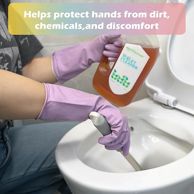 4 Pairs Rubber Kitchen Dishwashing Gloves - Colorful Reusable Household Cleaning Gloves Outdoor Chores for Women & Men (Large)