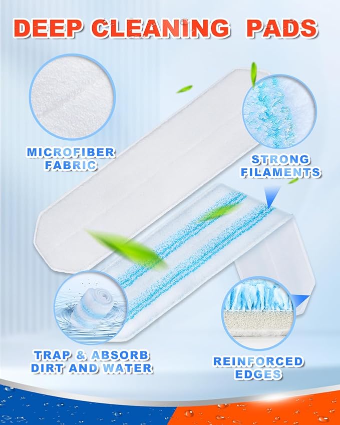 Mop Heads Replacements Compatible with O-Cedar H2 Pro Flat Mop System, Microfiber Mop Pads Replacement Fit for Ocedar Flat Mop System, Mop Heads Replacements for Wet Dry Floor Cleaning, 3+3 Pack