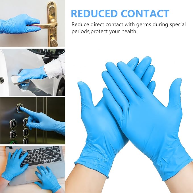 squish Disposable Gloves, Blue 4 mil Vinyl Synmax Blend Exam Gloves Non Sterile, Powder Free, Latex Free - Cleaning Supplies, Kitchen and Food Safe(Pack of 100) (Blue Medium)