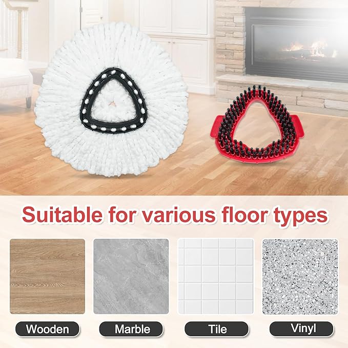 Mop Heads Replacement for Ocedar, Mop Replace Head for Ocedar EasyWring 1 Tank, Microfiber Spin Mop Refills, Include 5 Spin Mop Replacement Head Deep Cleaning Machine Washable with 2 Scrubber Mop Head