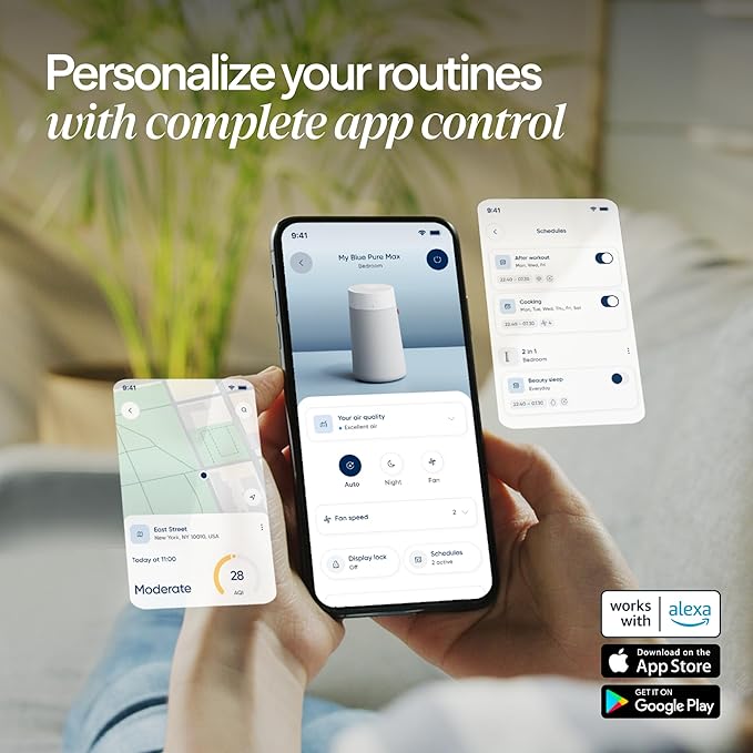 BLUEAIR Air Purifier for Small Room, Bedroom, Home, Cleans 926 sqft in one hour, HEPASilent Air Cleaner for Pets, Allergens, Virus, Dust, Mold, Smoke - Blue Pure 511i Max