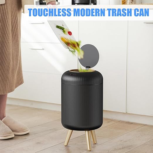 URALFA Motion Sensor Trash Can with Lid, 3 Gallon / 11 L Automatic Bathroom Trash Can, Touchless Trash Bin, Smart Plastic Garbage Can with Removable Legs for Bathroom, Bedroom, Kitchen, Office, Black