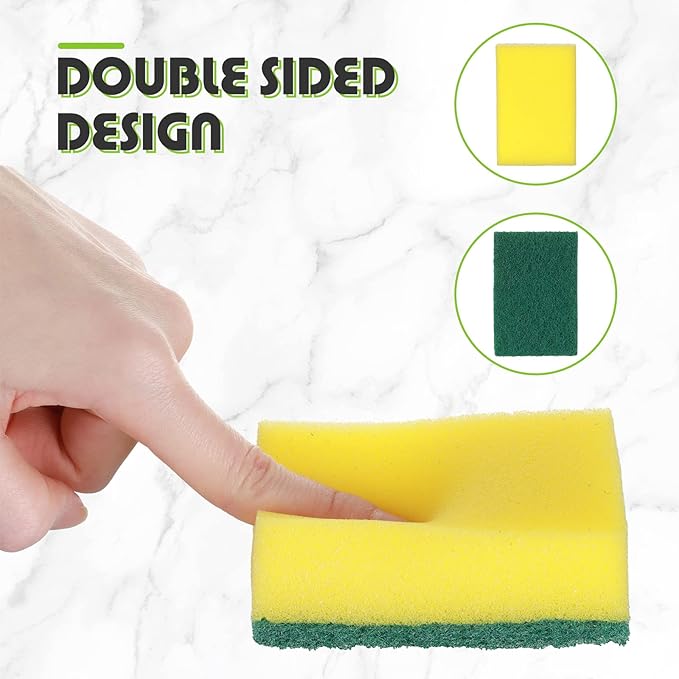 Dish Sponge for Kitchen Multicolor Cleaning Scrub Sponges Dual Sided Scouring Pad Non Scratch Dish Washing Scrubbers Absorbent Dishwashing Sponges for Cleaning Kitchen Dishes Bathroom (100 Pcs)