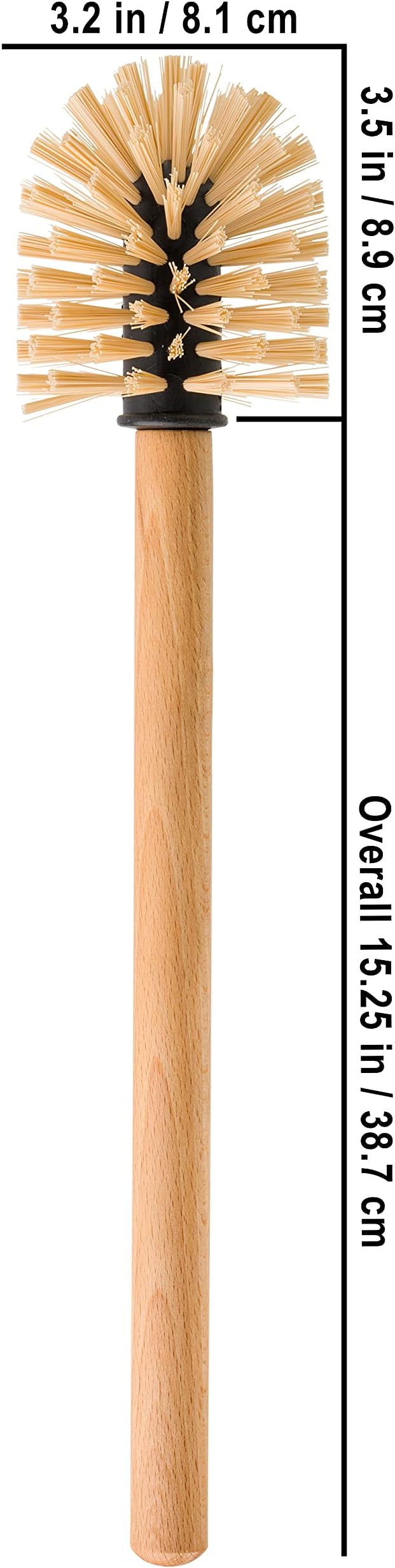 REDECKER Oiled Beechwood Toilet Brush with Replaceable Head, Made in Germany - Toilet Brush Natural Fibers Replaceable Head - Wood Handle Toilet Cleaning Brush - Wooden Toilet Brush