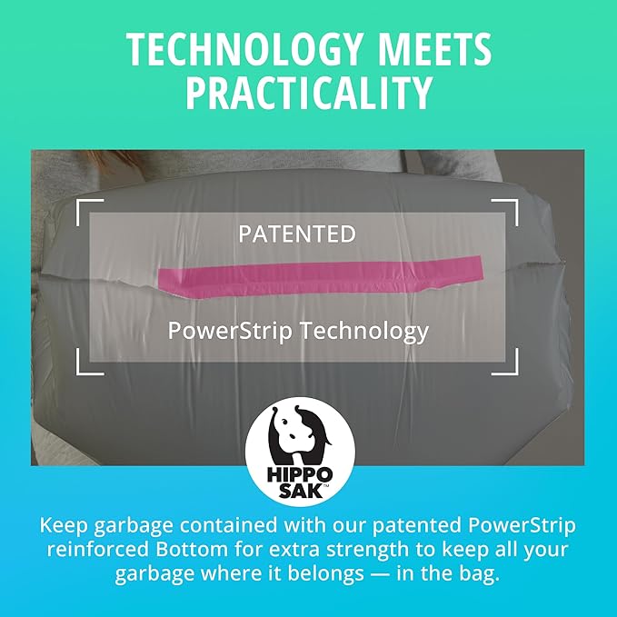 Hippo Sak - Tall Kitchen Garbage Bags with Ergonomic Handles - 13 Gallon Trash Bags Made from Recycled Ocean Bound Plastic - Super Strong and Leak Proof Tall Kitchen Trash Bags (90 Count)